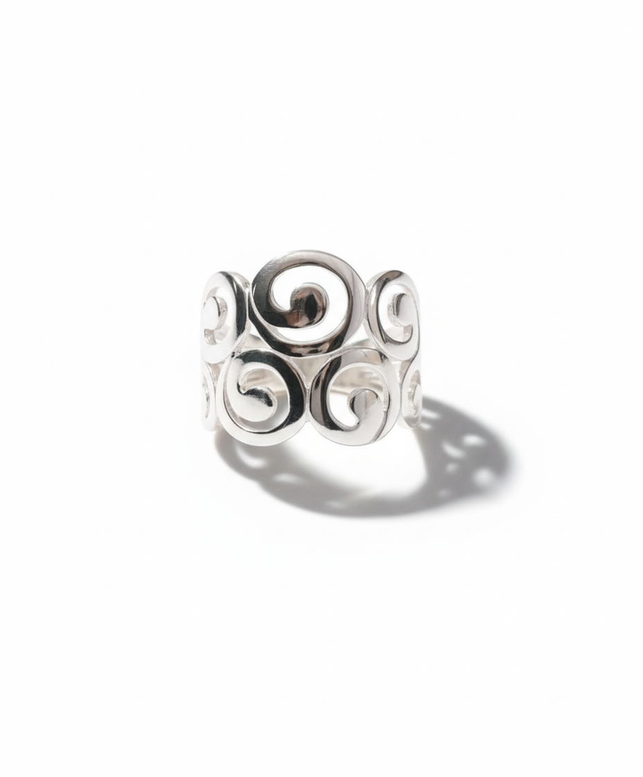 Sterling Silver 925 Swirls Spiral Ring