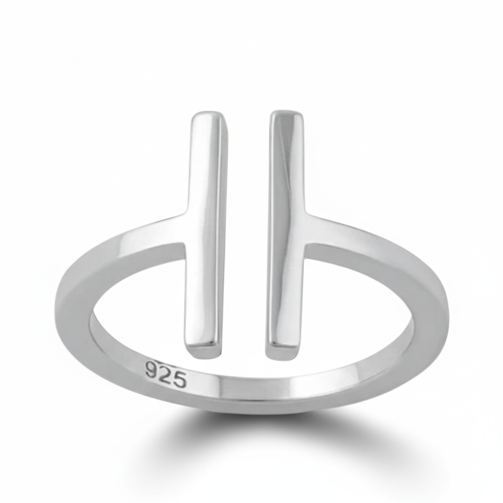 Amazon Essentials Rhodium Plated Sterling Silver Bar Ring For Women - Stackable Minimalist Jewelry, Size 10 - View #8