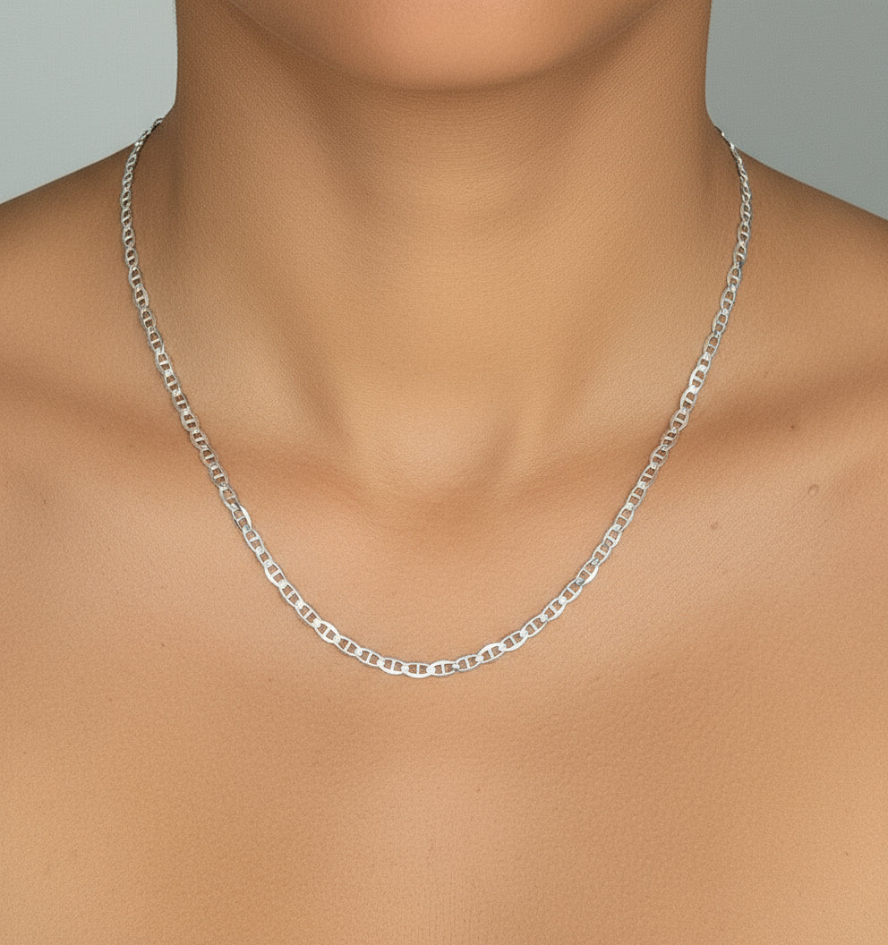 Flat Marina Chain Flat Marina Or Mariner Chain Necklace 925