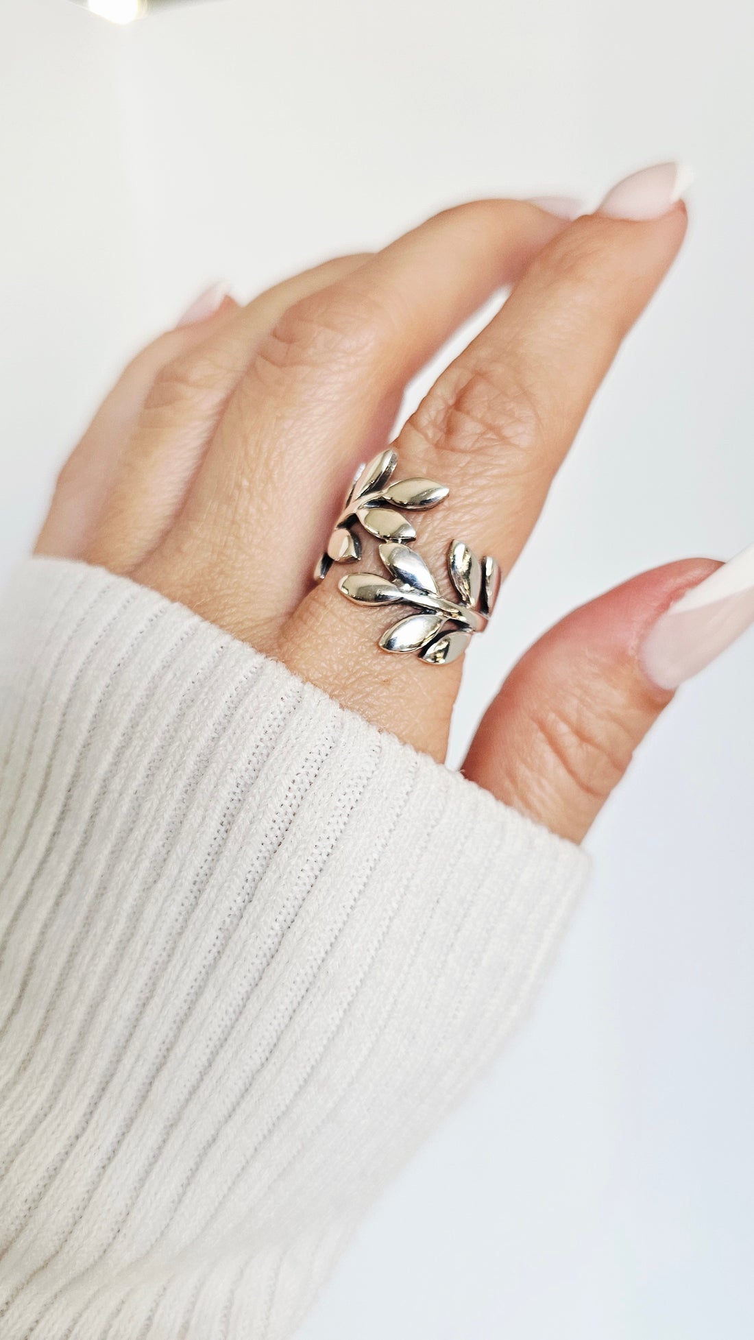Sterling Silver Solid 925 Shield Leaf Ring