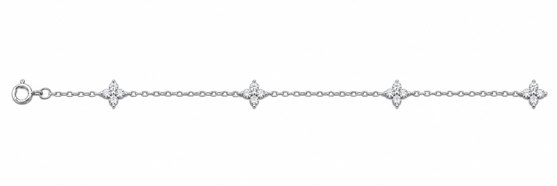 Sterling Silver 925 Flower Bracelet