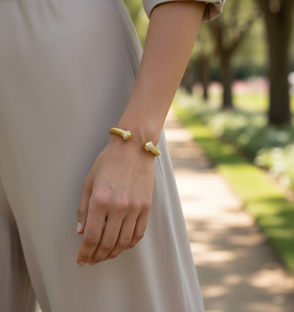 Gold Large Statement Bangle Bracelet