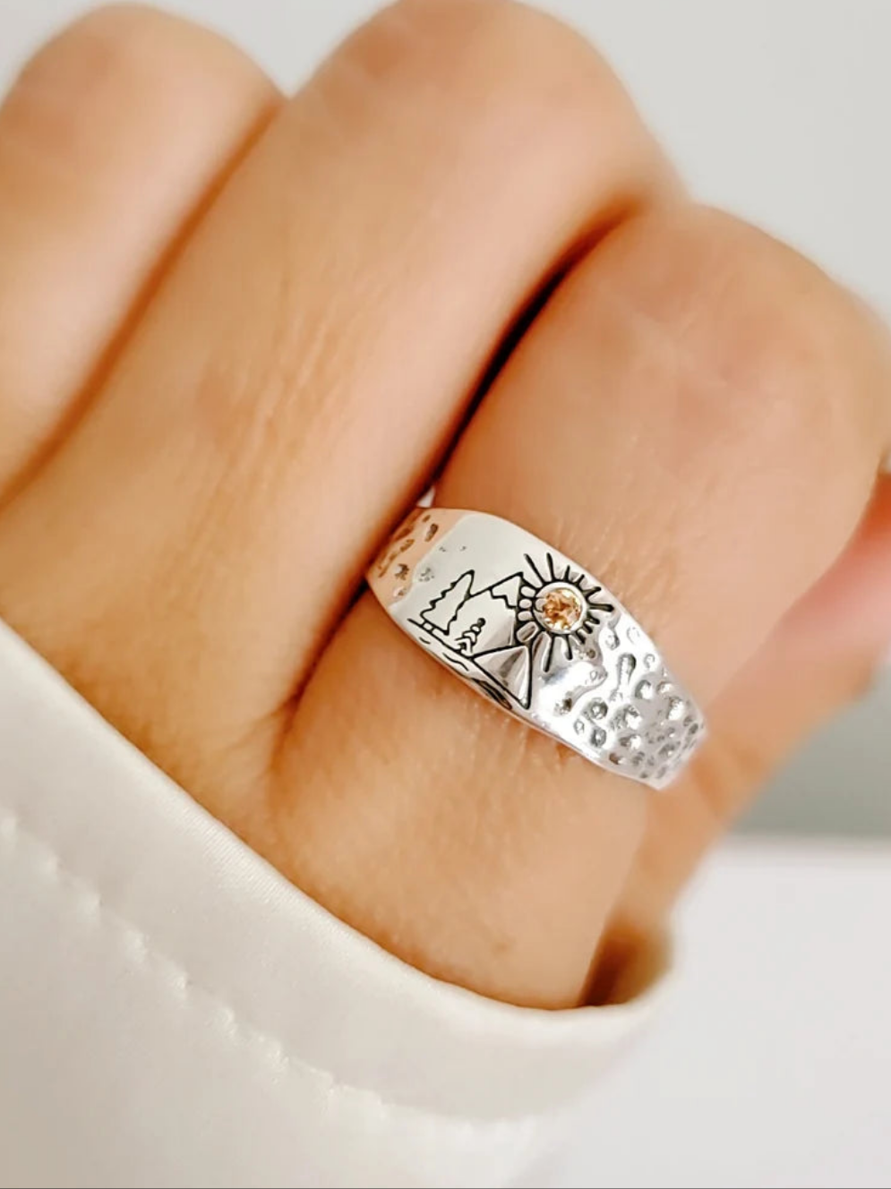 Sterling Silver Outdoor Mountain Lover Ring
