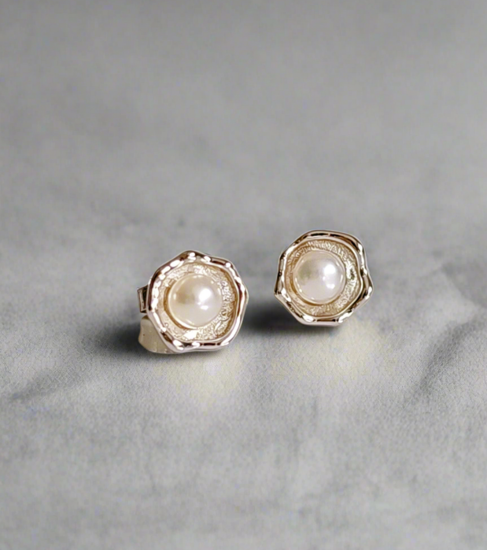 Sterling Silver 925 Natural Pearl Stud Earrings
