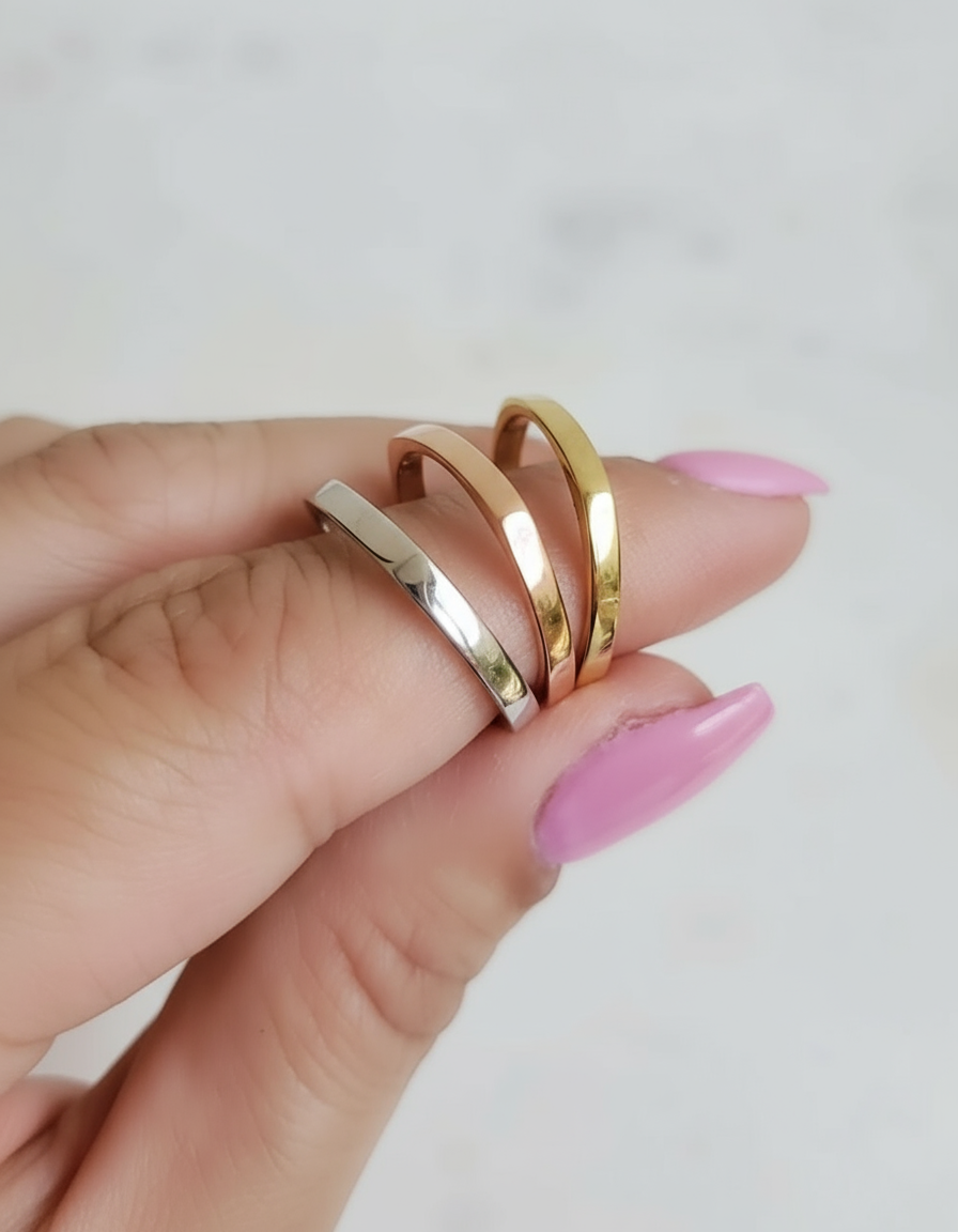 Sterling Silver 925 Square Band Ring