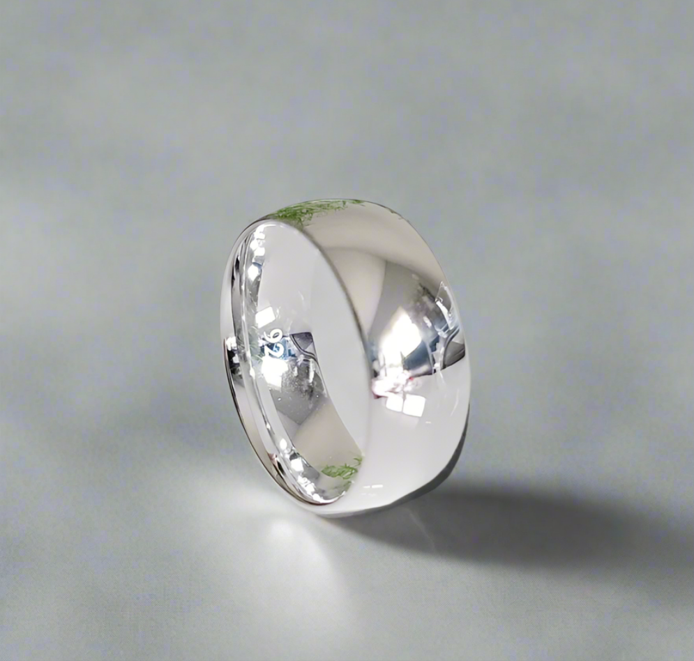 Sterling Silver 925 8mm Band Wide Unisex Ring