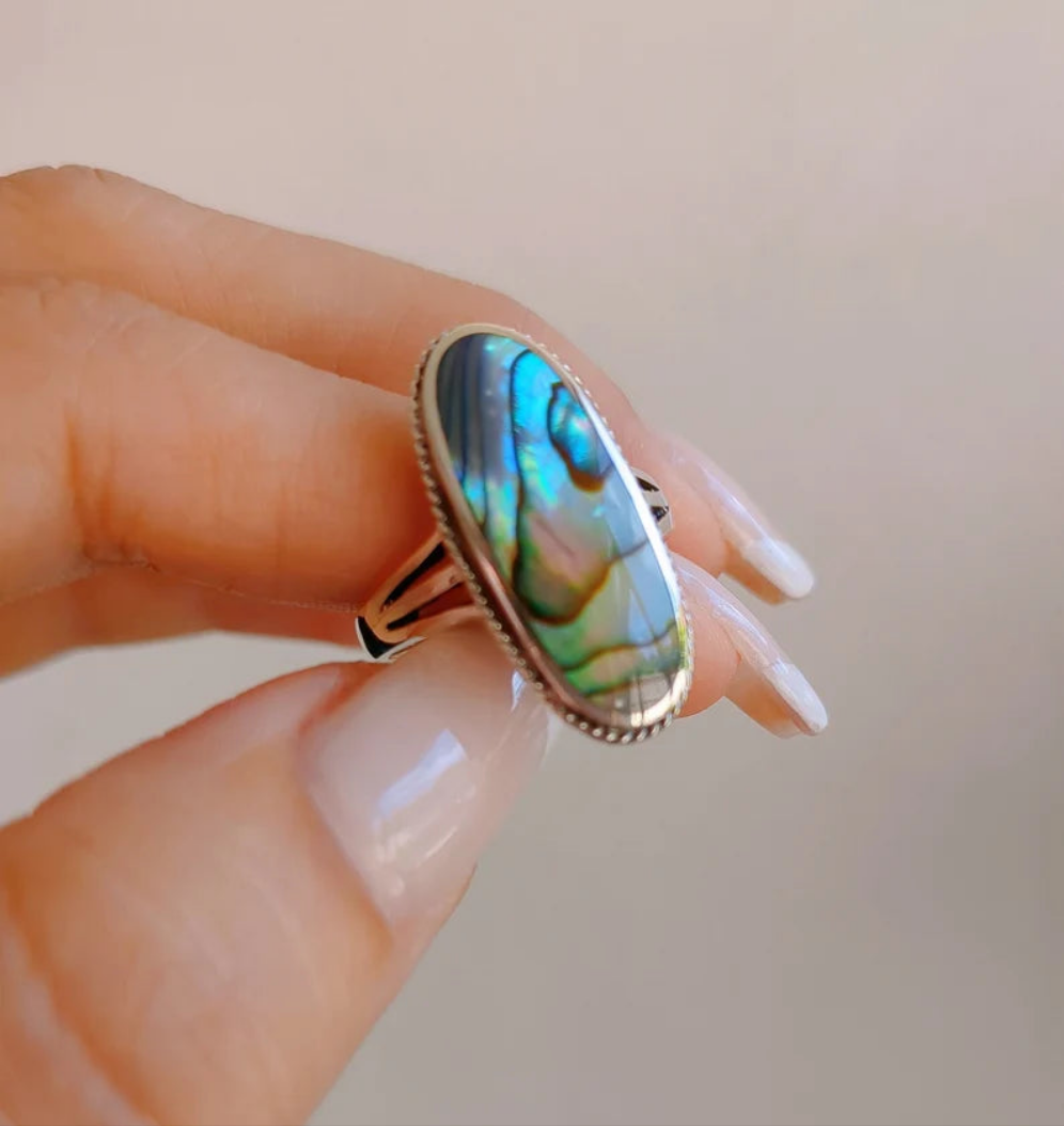 Sterling Silver Genuine Abalone Bold Statement