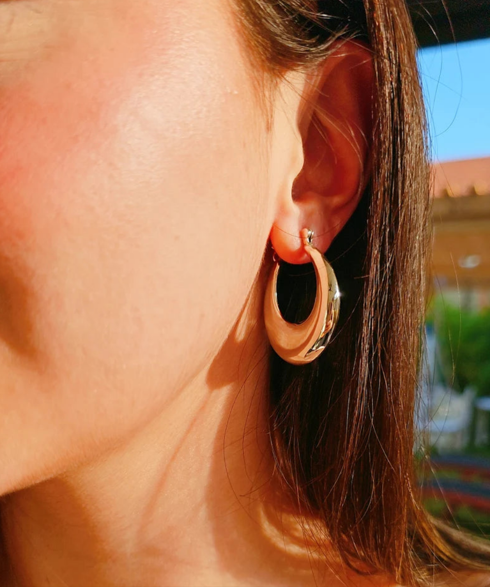 Sterling Silver 925 Large Oval Hoop Earrings