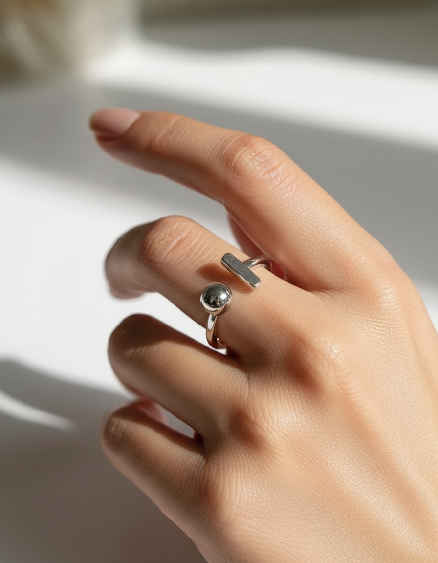 Sterling Silver Geometric Bar Ring