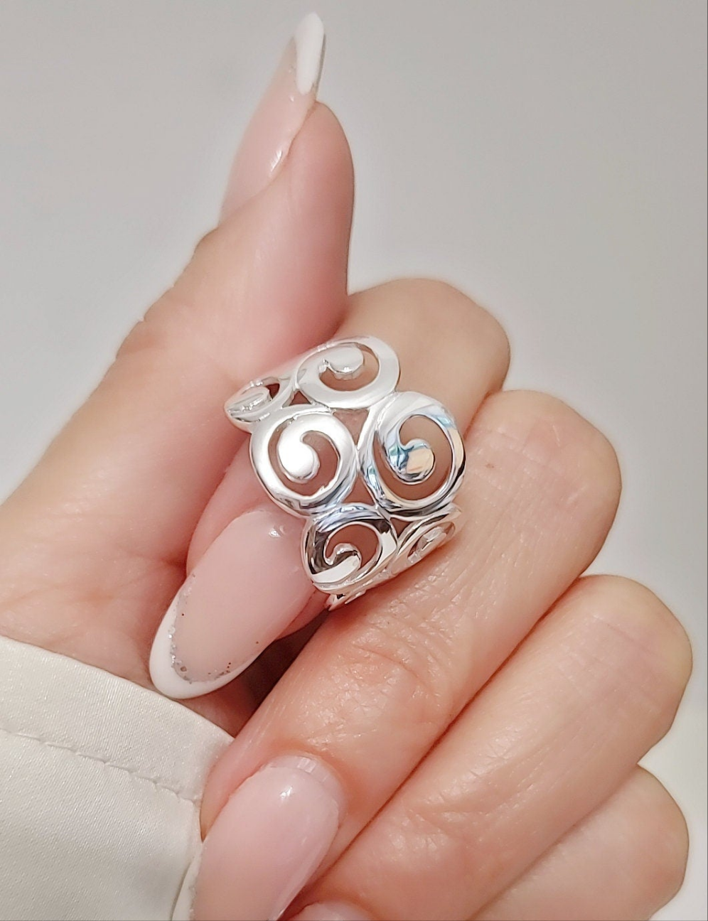 Sterling Silver 925 Swirls Spiral Ring