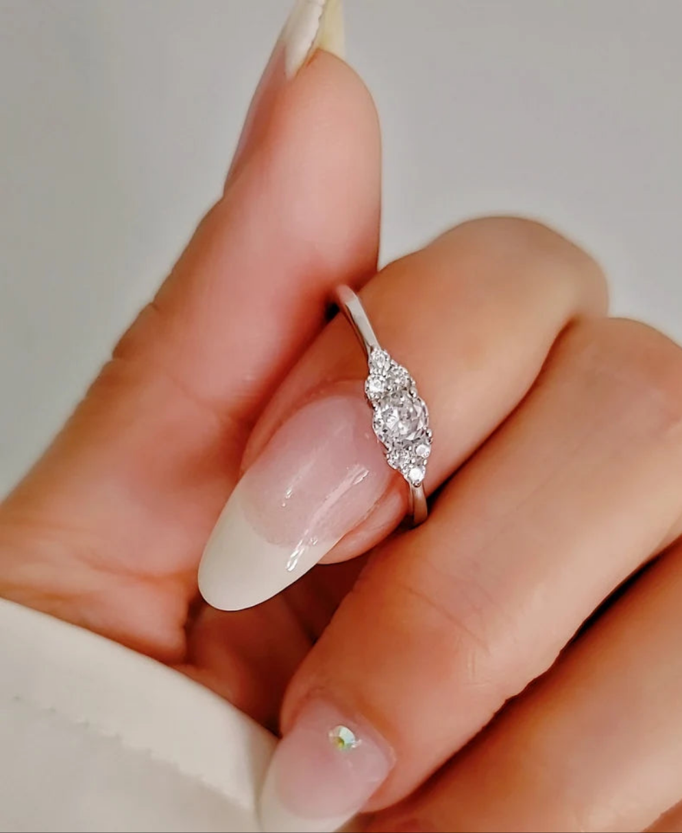 Sterling Silver Round Cut Promise Engagement Ring