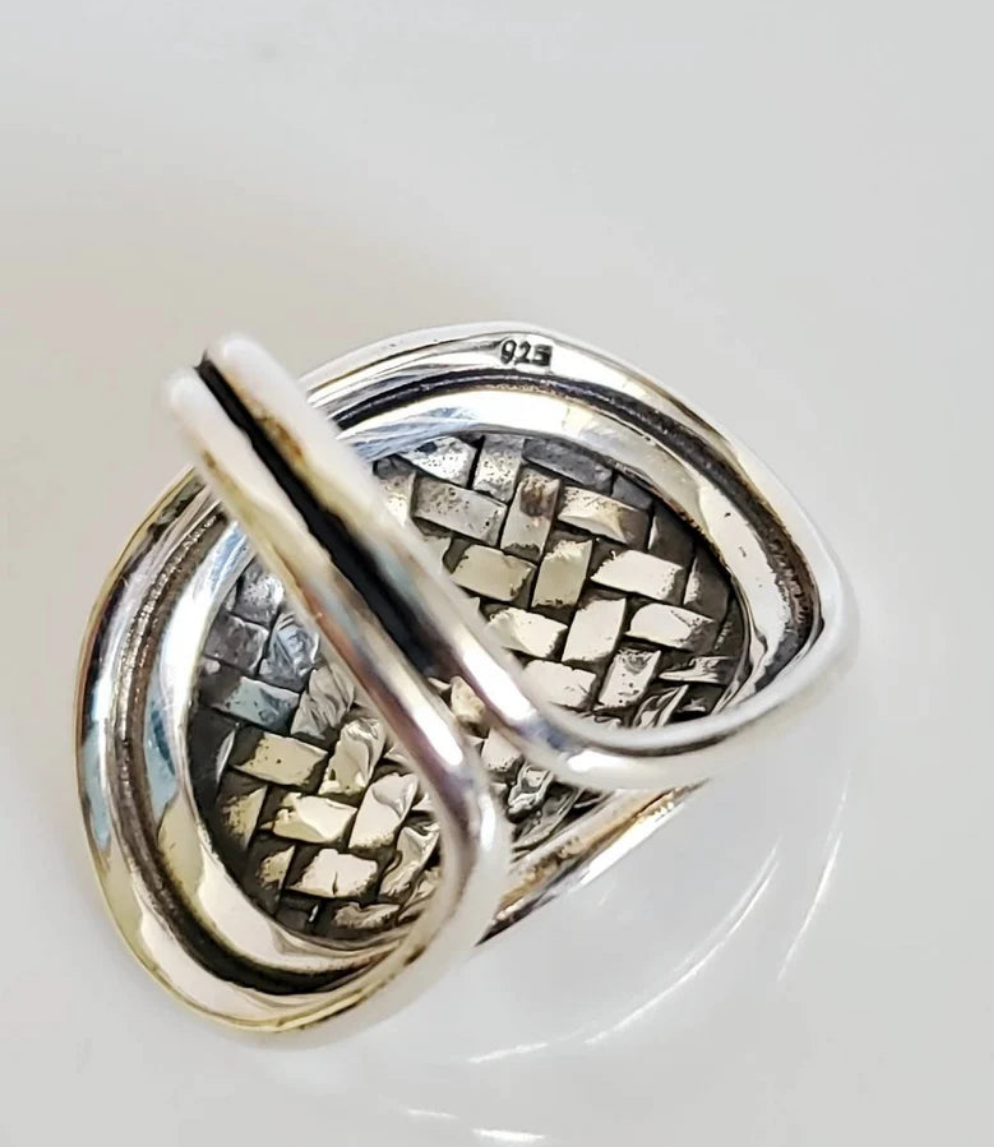 Sterling Silver 925 Shield Bold Boho Chic Ring