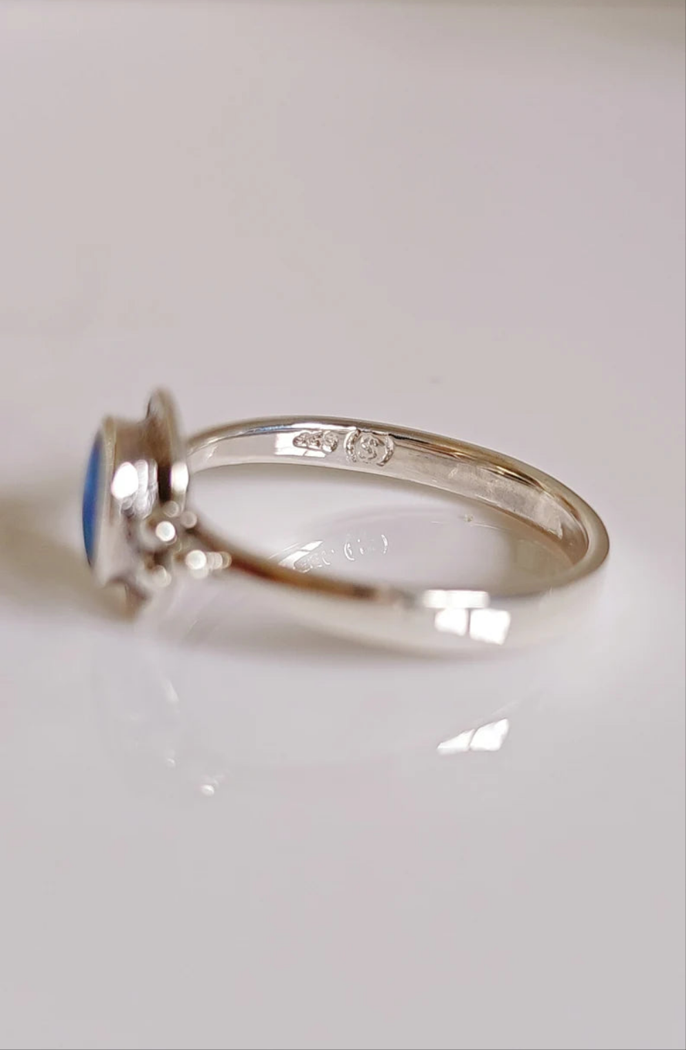 Beaded Blue Opal Sterling Silver Ring