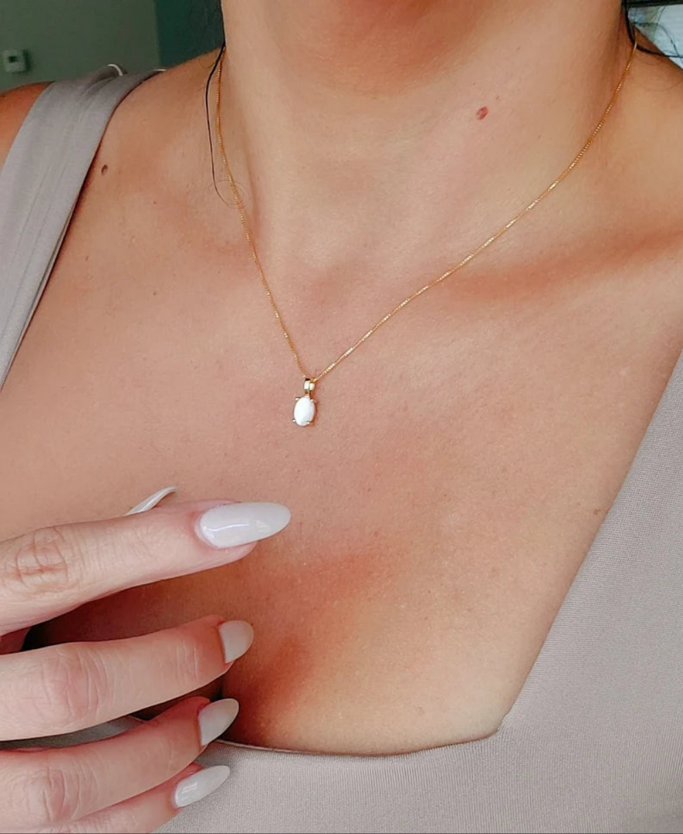 Gold or Sterling Silver Mother of Pearl Pendant Necklace
