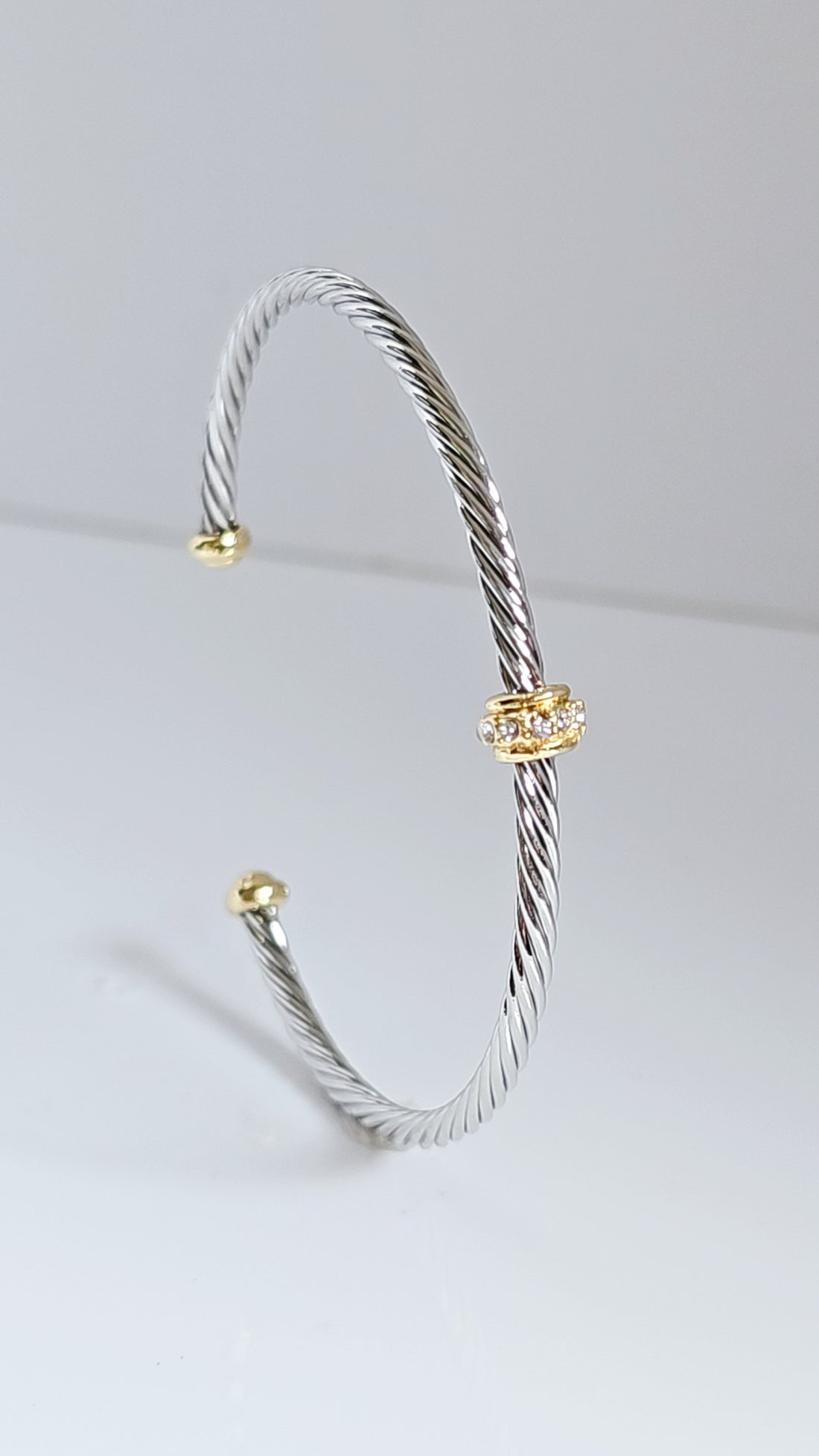 Dainty Cable Bangle Gold, Silver