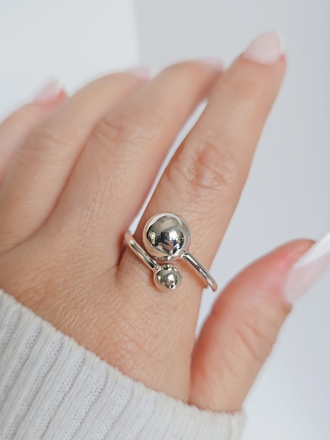 Sterling Silver Bold Sphere Geometric Ring