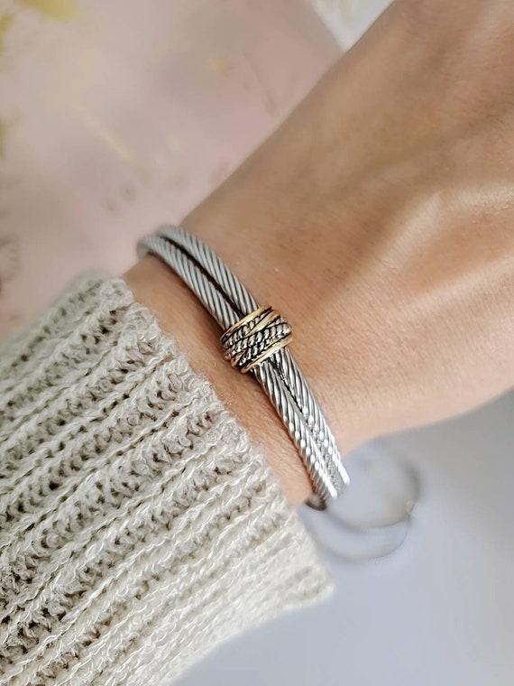 Double Open Cable Bangle Bracelet