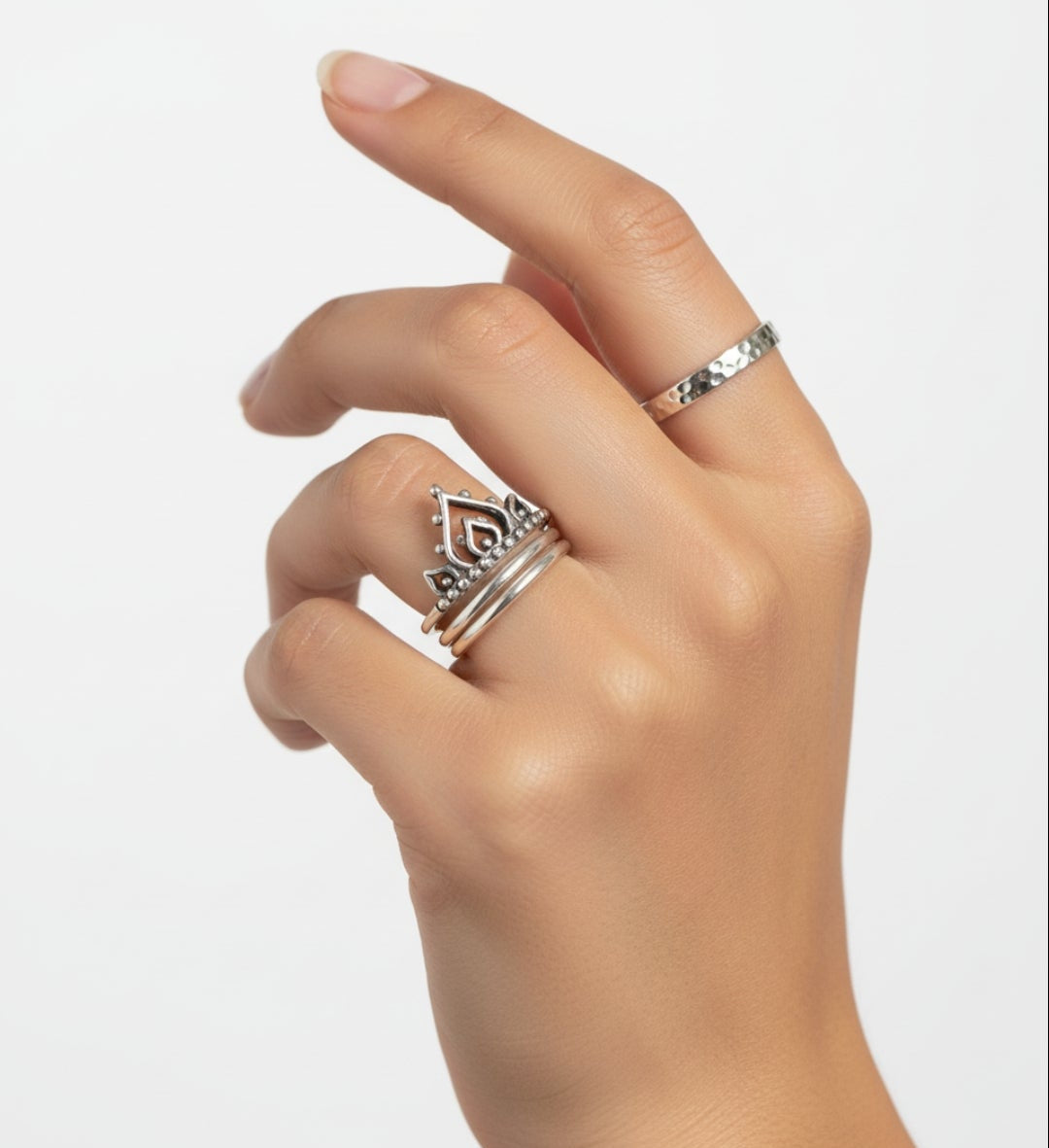 Sterling Silver Beaded Henna Mandala Ring