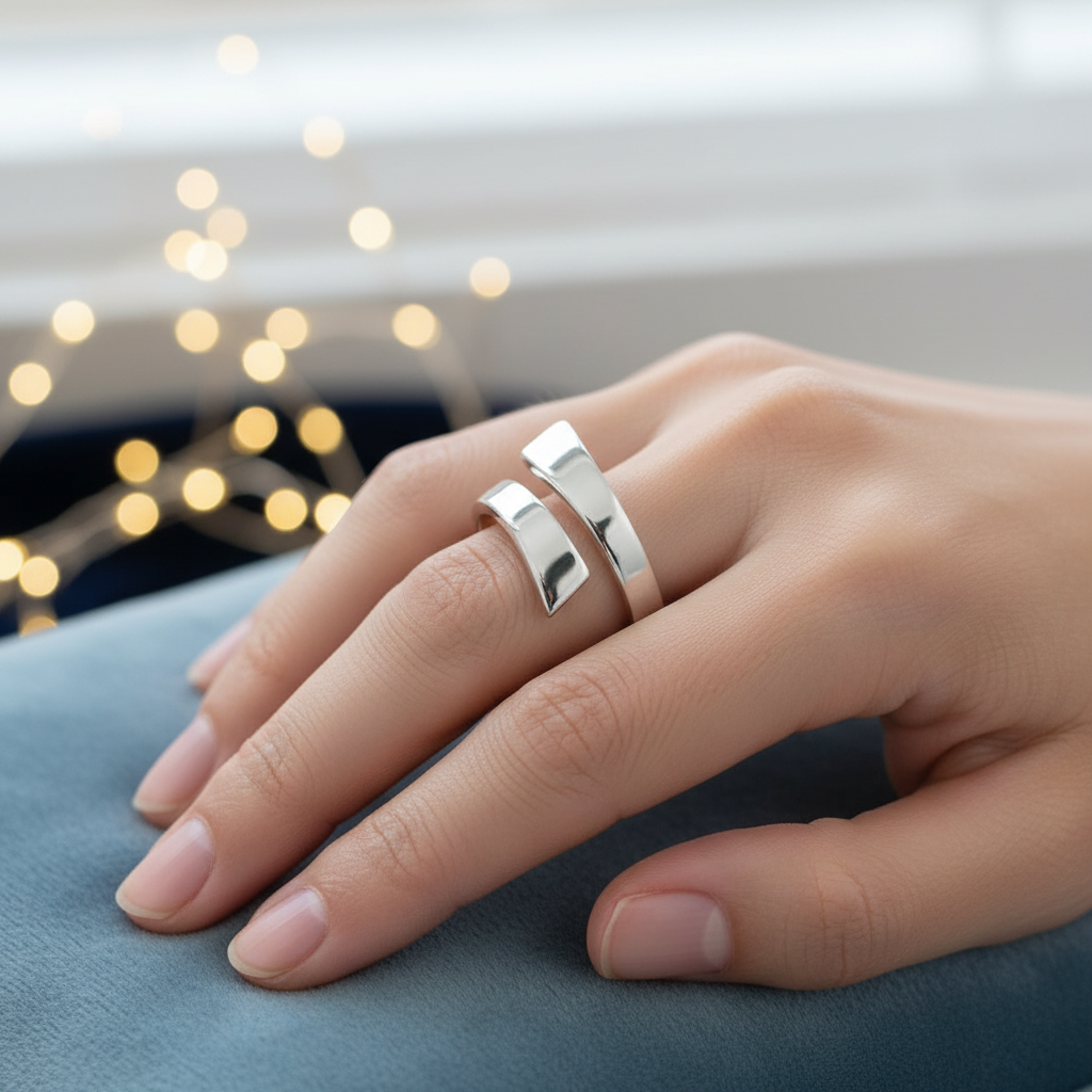 Sterling Silver Bold Bar Geometric Ring