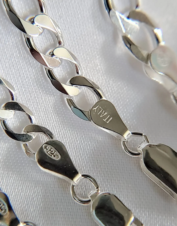 Sterling Silver Italian Flat Curb Chain