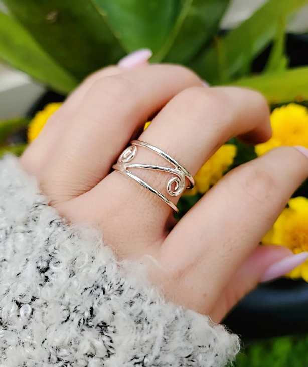 Sterling Silver Spiral Adjustable Ring