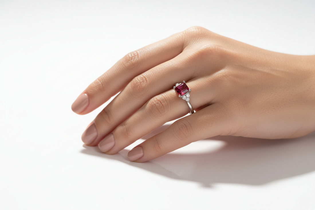 Sterling Silver Red Garnet Ring