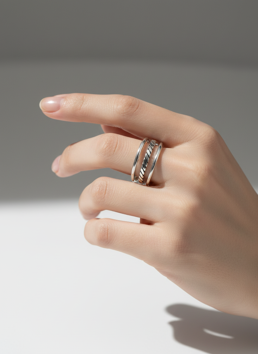Sterling Silver Triple Adjustable Ring