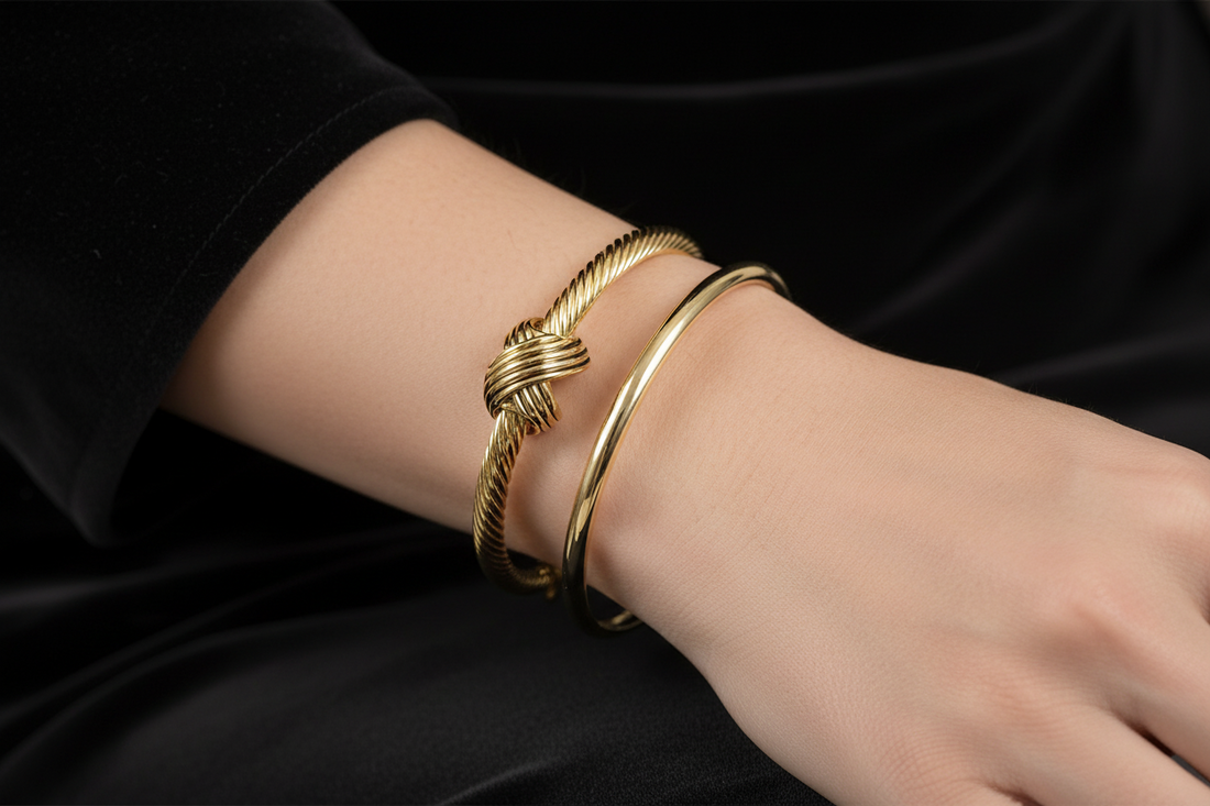 Gold Bangle Stack Bracelet Set of 7
