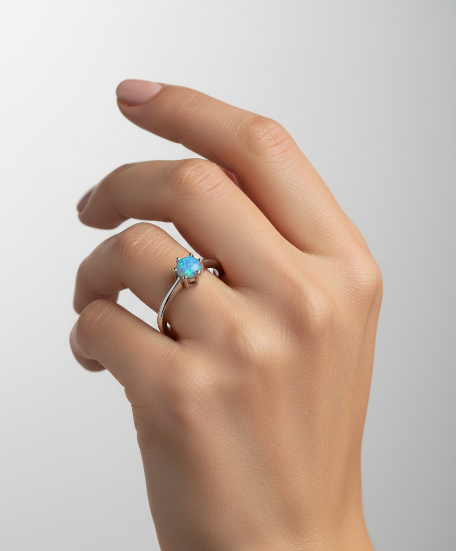 Sterling Silver Blue Opal Ring