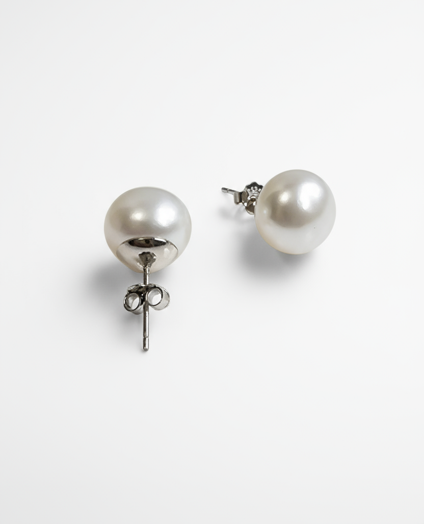 Sterling Silver Bold Fresh Water Stud Pearls 8, 10, 11, 12, 13mm