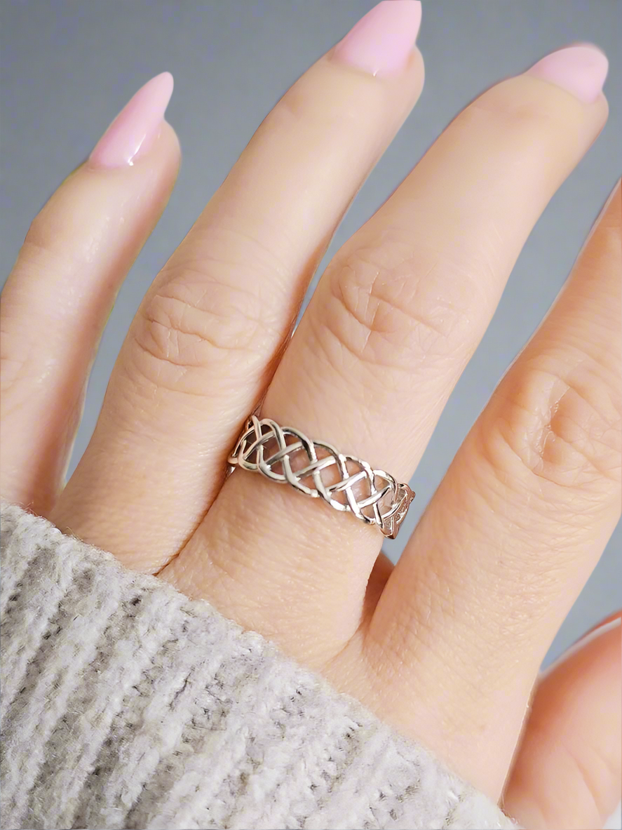 Sterling Silver Unisex Braided Band Ring