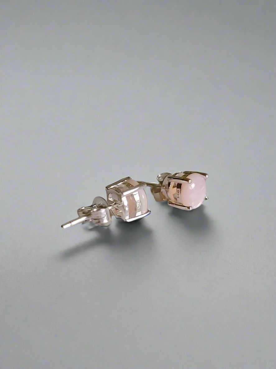 Sterling Silver Pink Mother of Pearl Stud Earrings