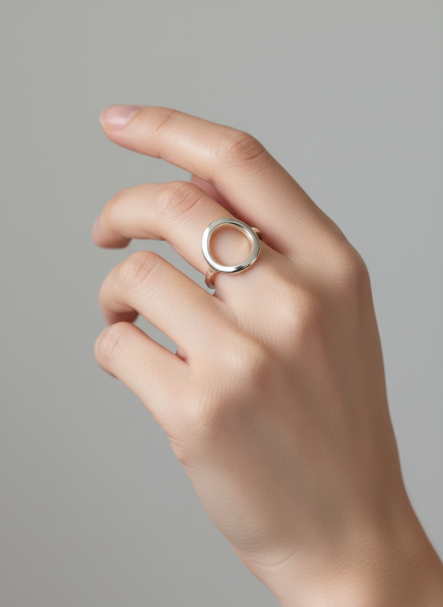 Sterling Silver 925 Open Circle Ring