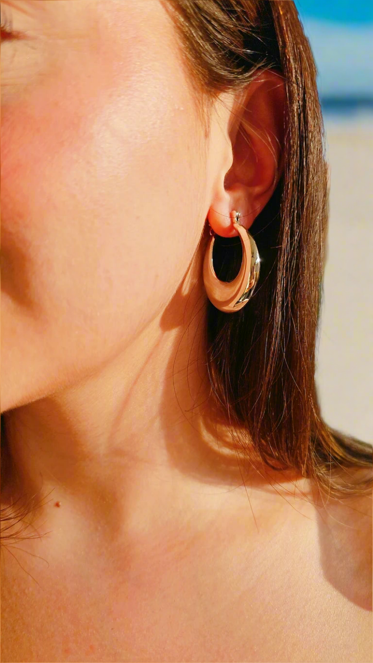 Sterling Silver Large Oval Hoops Earrings