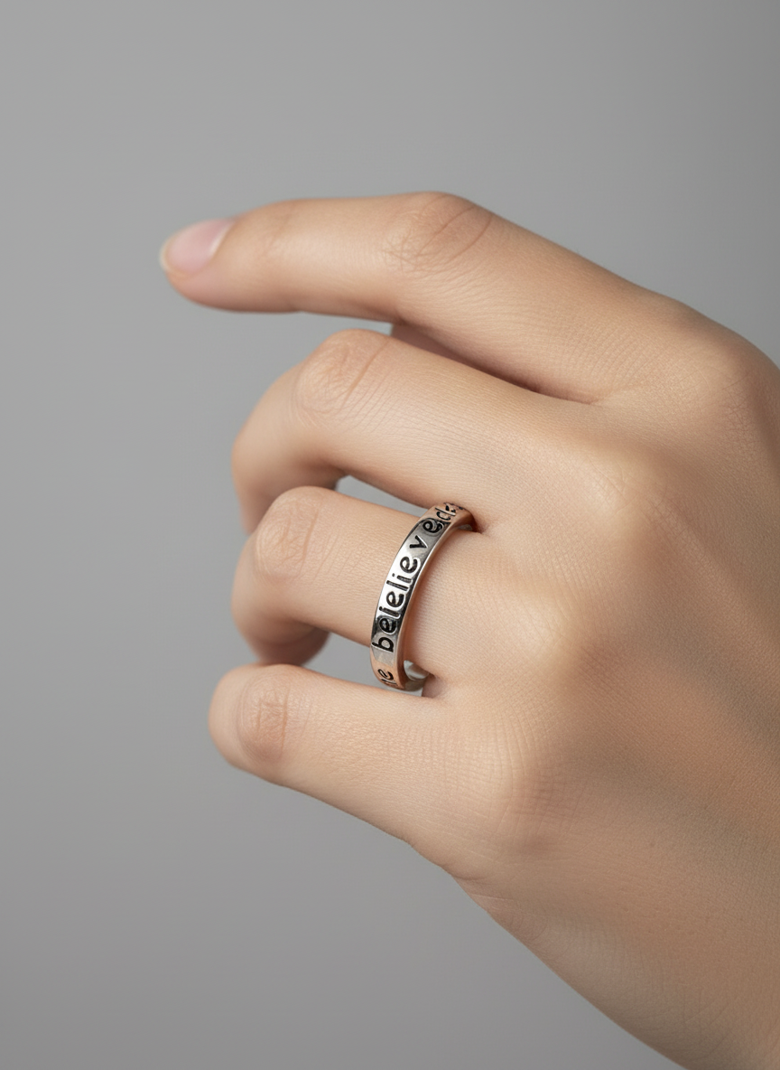 Sterling Silver "She believed she could so she did" Ring