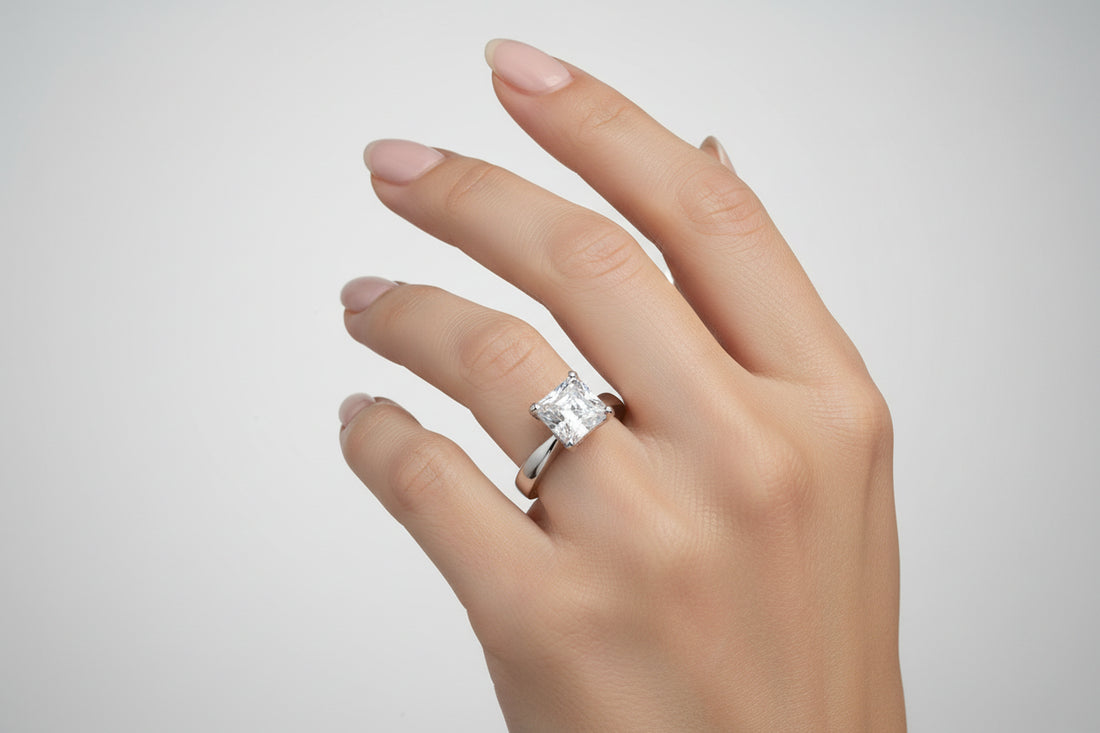 Sterling Silver Princess Cut Engagement Wedding Ring