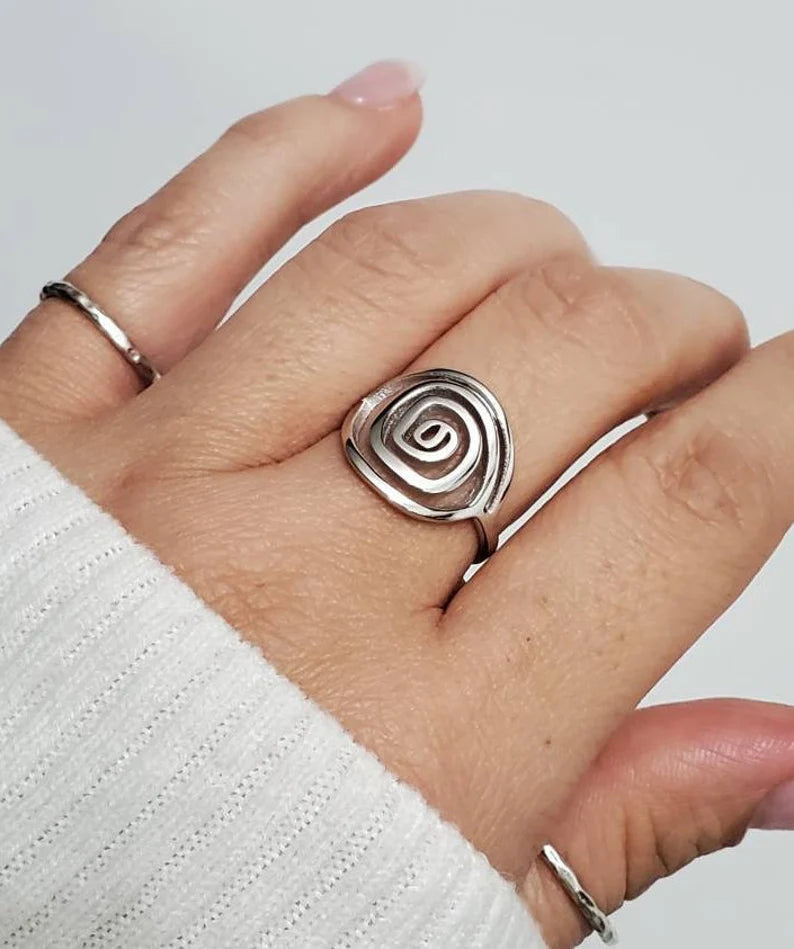 Spiral Boho Style Sterling Silver Ring