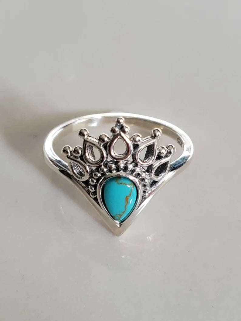 Turquoise Sterling Silver Mandala Ring