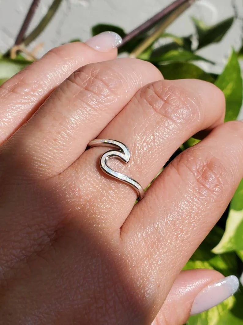 Sterling Silver White Opal Wave Ring