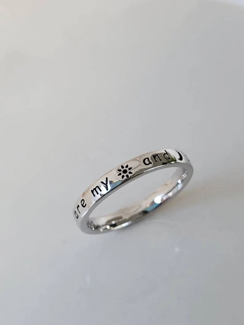 Engraved "You Are My Sun And Moon And All My Stars" Ring