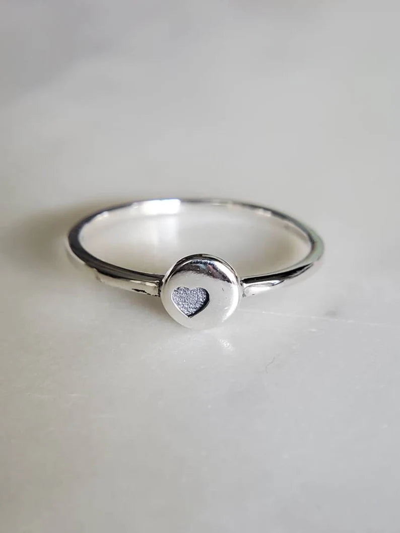 Thin Heart Sterling Silver Women Ring