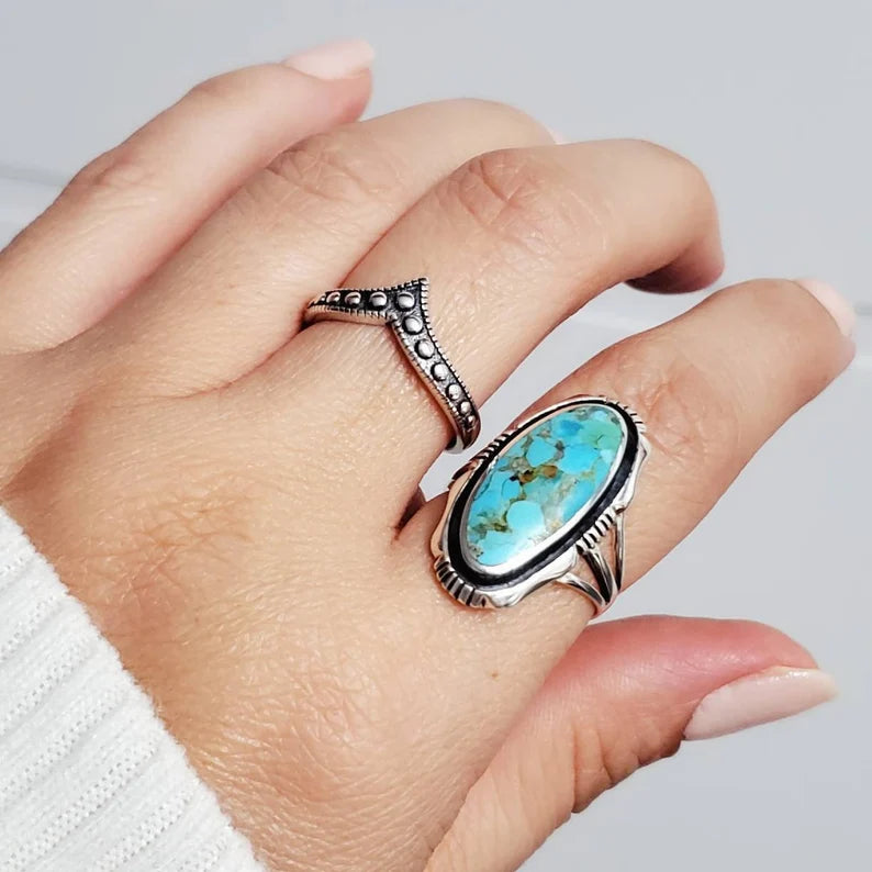 Turquoise Natural Stone Sterling Silver Ring