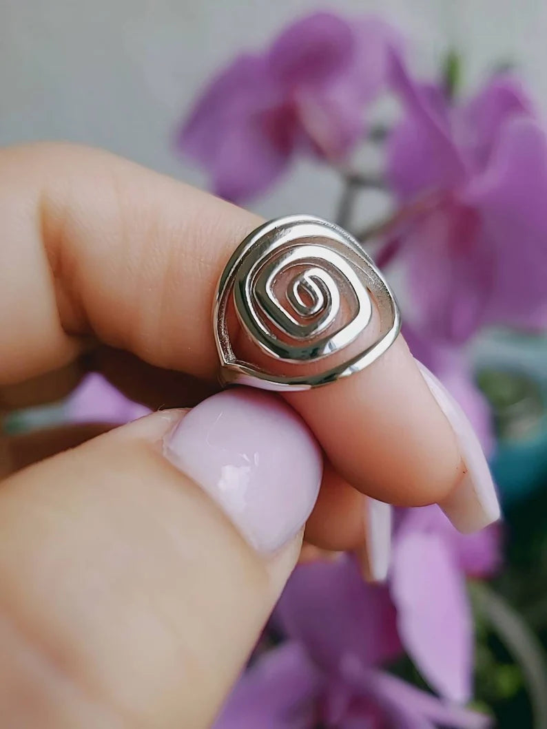 Spiral Boho Style Sterling Silver Ring