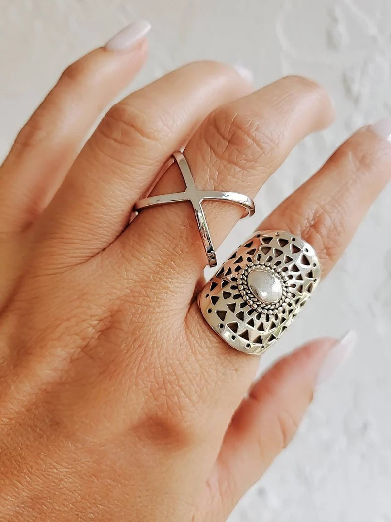 Criss Cross Sterling Silver X Ring