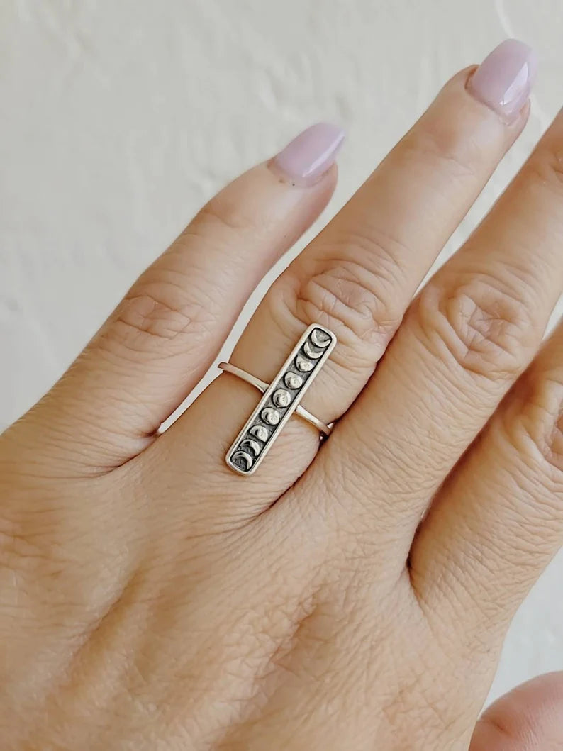 Moon Phases Sterling Silver Ring