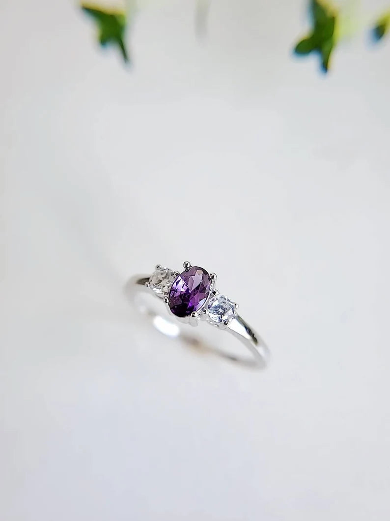 Amethyst Sterling Silver Engagement Ring