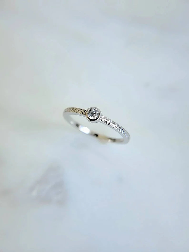 Dainty Round Cut Stackable Ring