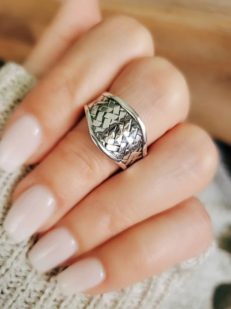 Sterling Silver Braided  Adjustable Ring