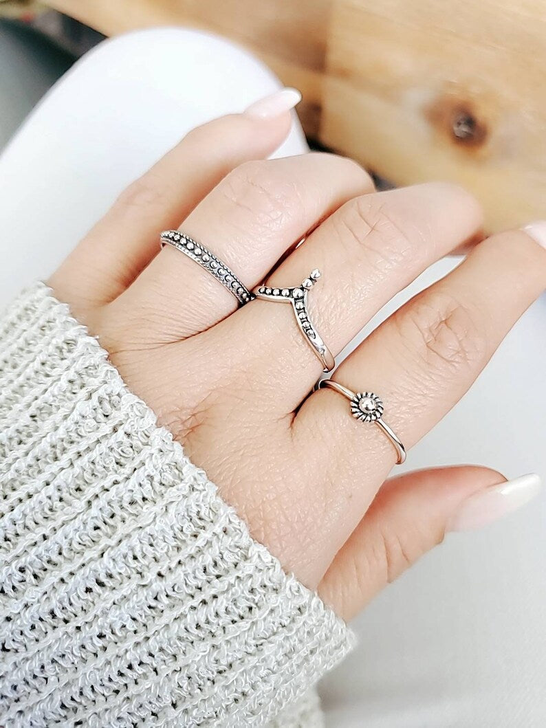 Sterling Silver Dainty 3 Ring Set