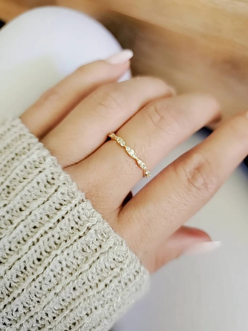 Marquise 925 Gold, Rose Gold or Silver Band Ring